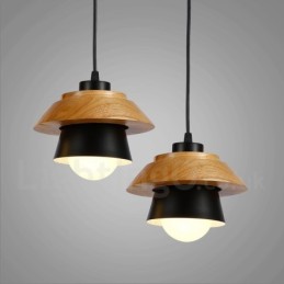 1 Light Modern Contemporary Wood Pendant Light with Aluminum alloy Shade