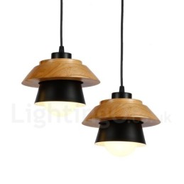 1 Light Modern Contemporary Wood Pendant Light with Aluminum alloy Shade