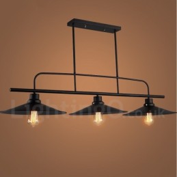 3 Light Retro Rustic Steel Pendant Light with Steel Shade