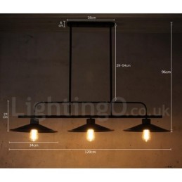 3 Light Retro Rustic Steel Pendant Light with Steel Shade