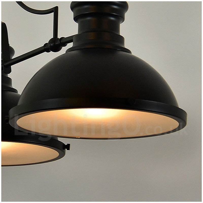 3 Light Retro Rustic Steel Pendant Light with Steel Shade