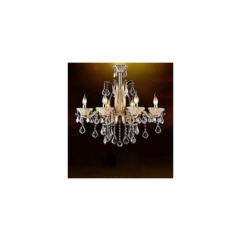 High Grade Gold Wrought Iron Crystal Chandelier 8 Lights