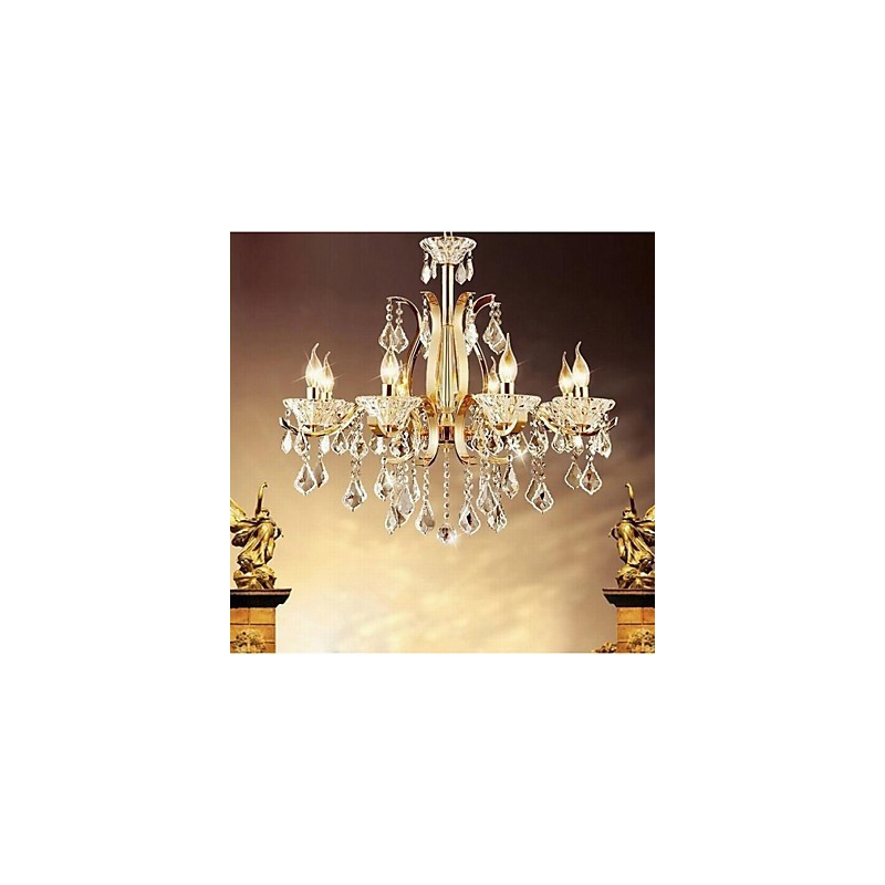 High Grade Gold Wrought Iron Crystal Chandelier 8 Lights