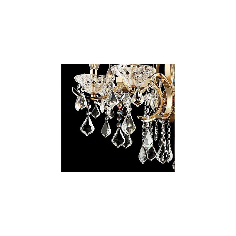 High Grade Gold Wrought Iron Crystal Chandelier 8 Lights