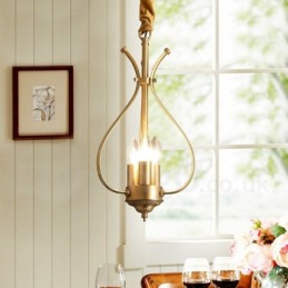 4 Light Retro Rustic Luxury Brass Pendant Lamp Chandelier