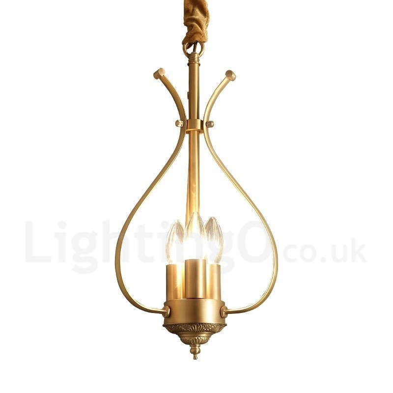 4 Light Retro Rustic Luxury Brass Pendant Lamp Chandelier