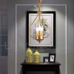 4 Light Retro Rustic Luxury Brass Pendant Lamp Chandelier
