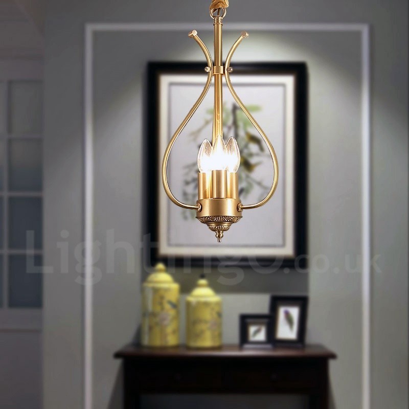4 Light Retro Rustic Luxury Brass Pendant Lamp Chandelier