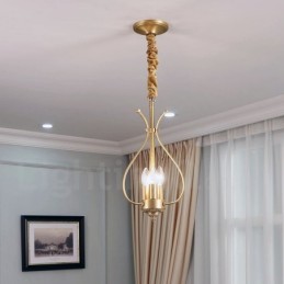 4 Light Retro Rustic Luxury Brass Pendant Lamp Chandelier