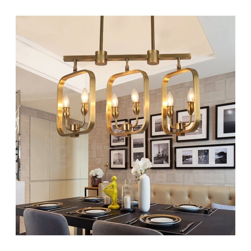 6 Light Retro Rustic Luxury Brass Pendant Lamp Chandelier