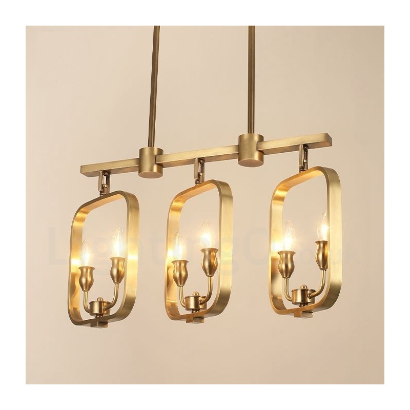 6 Light Retro Rustic Luxury Brass Pendant Lamp Chandelier