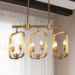 6 Light Retro Rustic Luxury Brass Pendant Lamp Chandelier