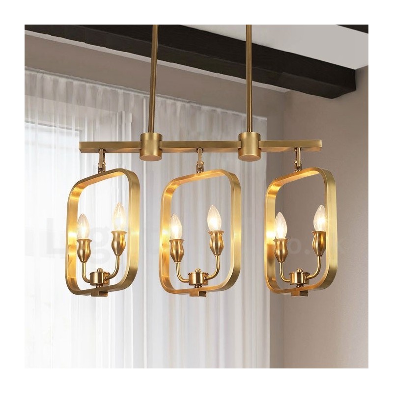 6 Light Retro Rustic Luxury Brass Pendant Lamp Chandelier