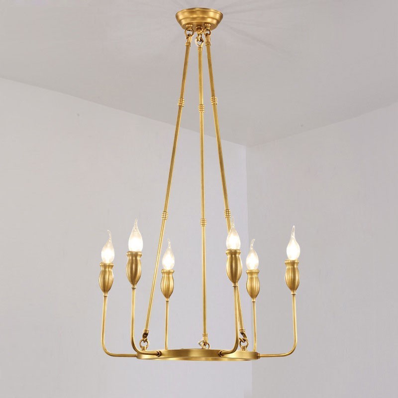 6 Light 8 Light Retro Rustic Luxury Brass Pendant Lamp Chandelier