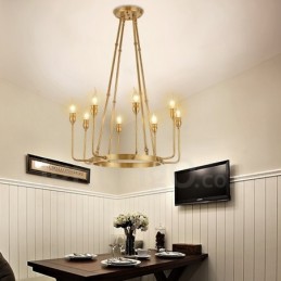 6 Light 8 Light Retro Rustic Luxury Brass Pendant Lamp Chandelier