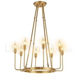 6 Light 8 Light Retro Rustic Luxury Brass Pendant Lamp Chandelier