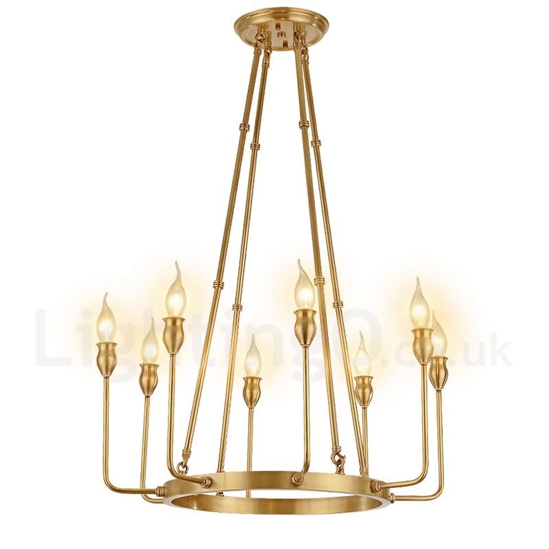 6 Light 8 Light Retro Rustic Luxury Brass Pendant Lamp Chandelier