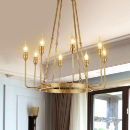6 Light 8 Light Retro Rustic Luxury Brass Pendant Lamp Chandelier