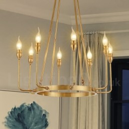 6 Light 8 Light Retro Rustic Luxury Brass Pendant Lamp Chandelier