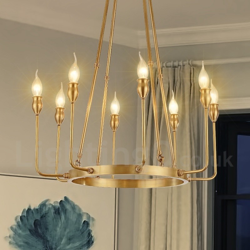 6 Light 8 Light Retro Rustic Luxury Brass Pendant Lamp Chandelier