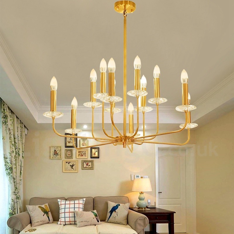 12 Light Retro Rustic Luxury Brass Pendant Lamp Chandelier