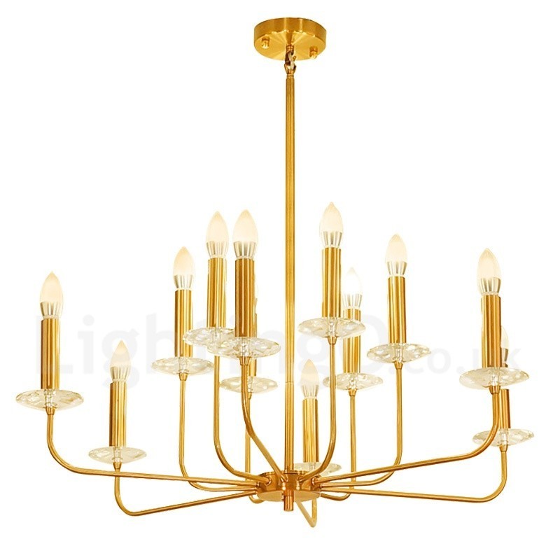 12 Light Retro Rustic Luxury Brass Pendant Lamp Chandelier