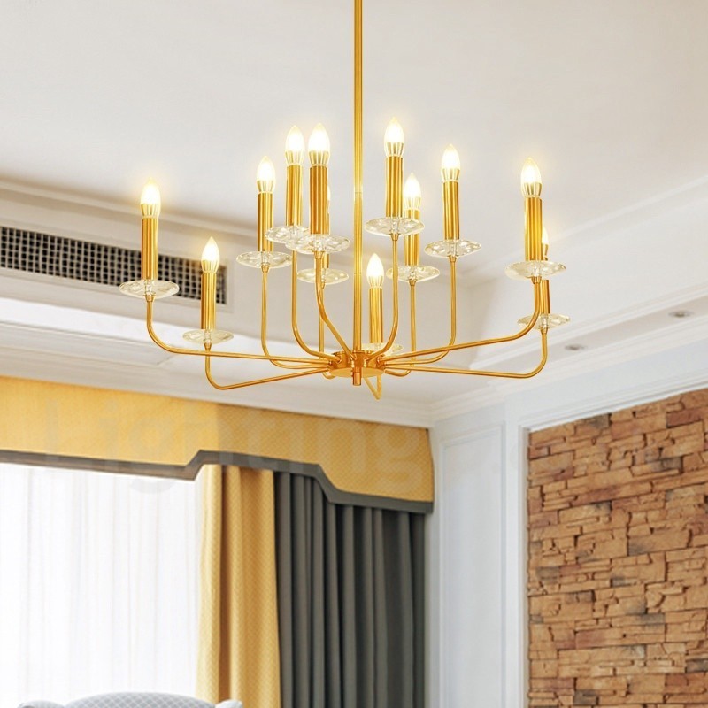 12 Light Retro Rustic Luxury Brass Pendant Lamp Chandelier