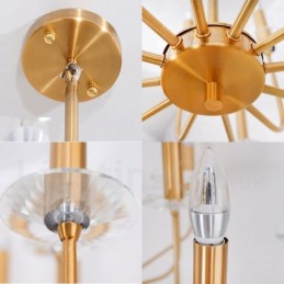 12 Light Retro Rustic Luxury Brass Pendant Lamp Chandelier