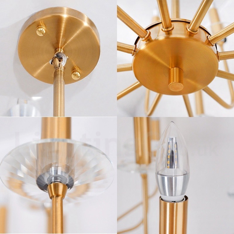 12 Light Retro Rustic Luxury Brass Pendant Lamp Chandelier