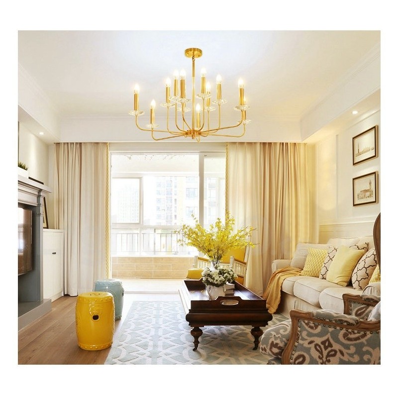 12 Light Retro Rustic Luxury Brass Pendant Lamp Chandelier