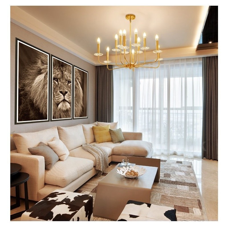 12 Light Retro Rustic Luxury Brass Pendant Lamp Chandelier