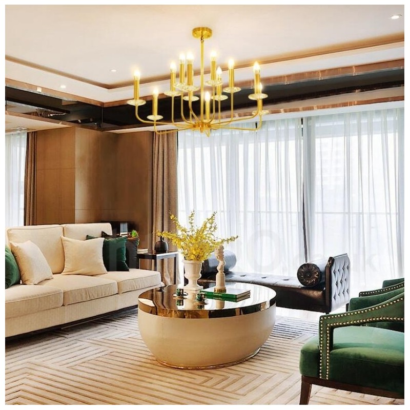 12 Light Retro Rustic Luxury Brass Pendant Lamp Chandelier