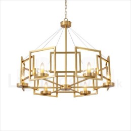 6 Light Retro Rustic Luxury Brass Pendant Lamp Chandelier with Glass Shade