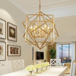6 Light Retro Rustic Luxury Brass Pendant Lamp Chandelier