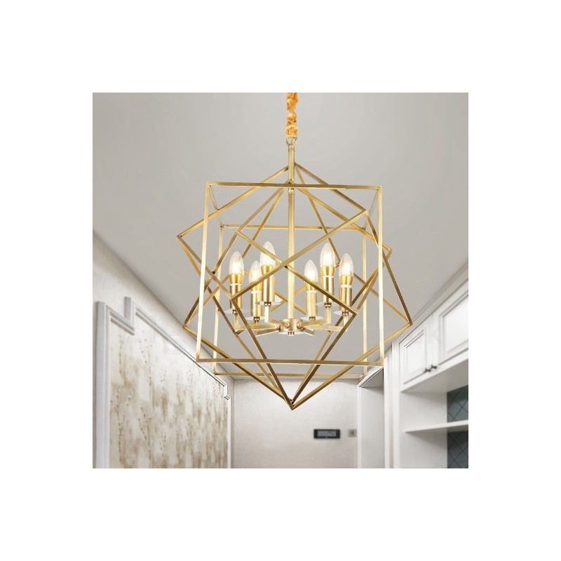6 Light Retro Rustic Luxury Brass Pendant Lamp Chandelier
