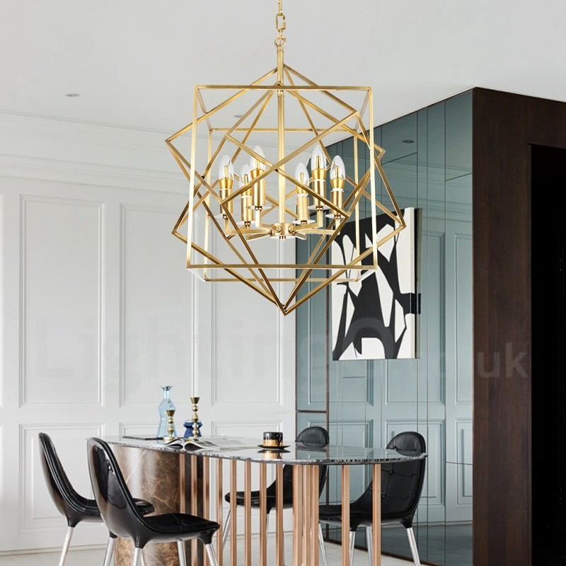 6 Light Retro Rustic Luxury Brass Pendant Lamp Chandelier