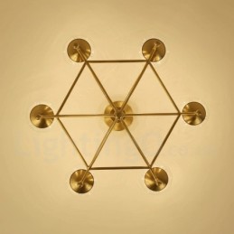 6 Light Retro Rustic Luxury Brass Pendant Lamp Chandelier with Glass Shade