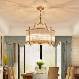 5 Light Retro Rustic Luxury Brass Pendant Lamp Chandelier with Glass Shade