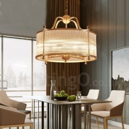5 Light Retro Rustic Luxury Brass Pendant Lamp Chandelier with Glass Shade