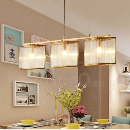 3 Light Retro Rustic Luxury Brass Pendant Lamp Chandelier with Glass Shade