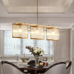 3 Light Retro Rustic Luxury Brass Pendant Lamp Chandelier with Glass Shade