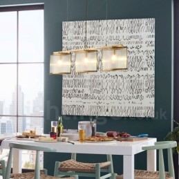 3 Light Retro Rustic Luxury Brass Pendant Lamp Chandelier with Glass Shade