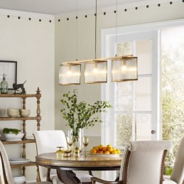 3 Light Retro Rustic Luxury Brass Pendant Lamp Chandelier with Glass Shade