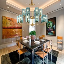 16 Light Retro Rustic Luxury Brass Pendant Lamp Chandelier with Glass Shade