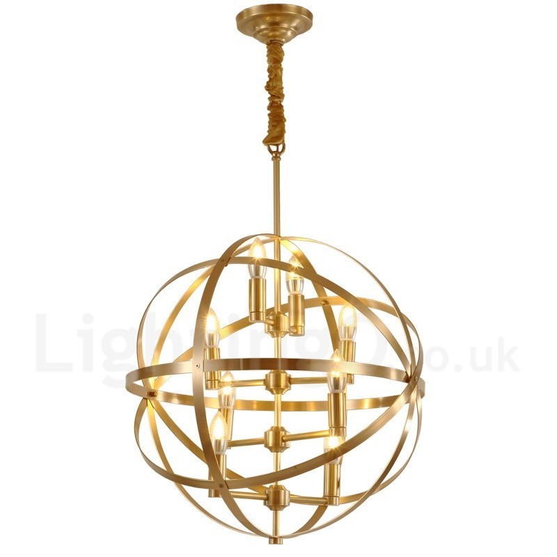 8 Light Retro Rustic Luxury Brass Pendant Lamp Chandelier