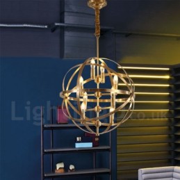 8 Light Retro Rustic Luxury Brass Pendant Lamp Chandelier