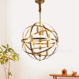 8 Light Retro Rustic Luxury Brass Pendant Lamp Chandelier