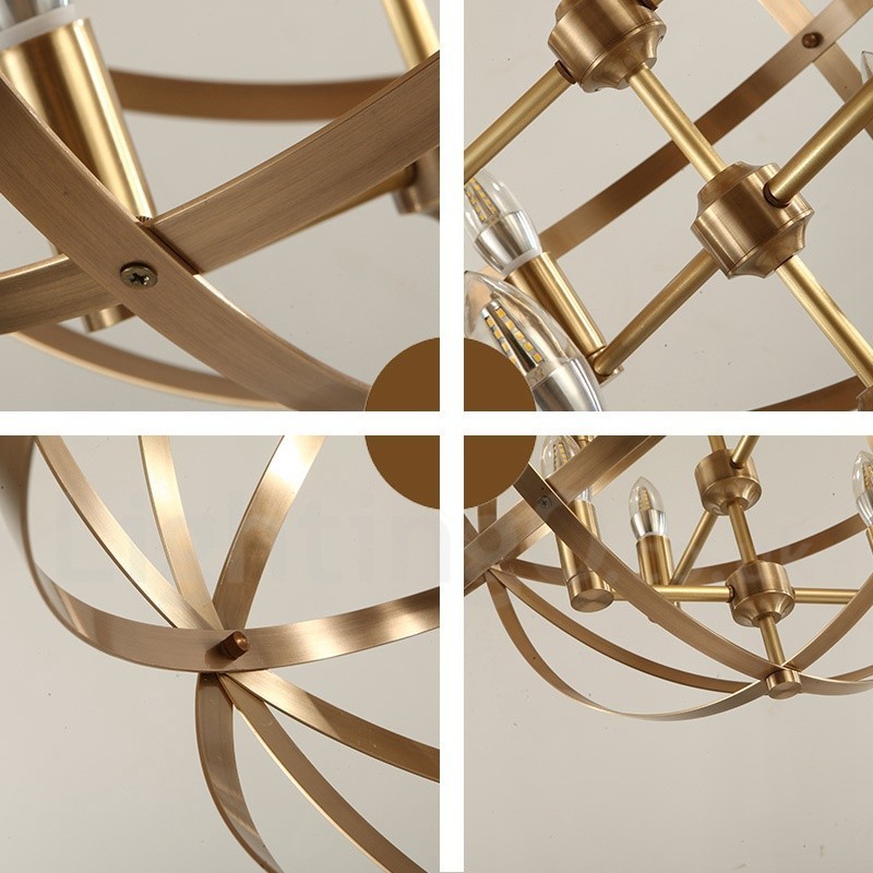 8 Light Retro Rustic Luxury Brass Pendant Lamp Chandelier