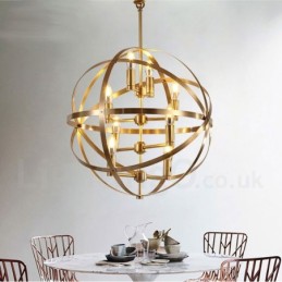 8 Light Retro Rustic Luxury Brass Pendant Lamp Chandelier