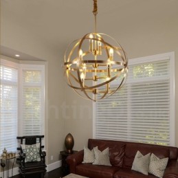 8 Light Retro Rustic Luxury Brass Pendant Lamp Chandelier